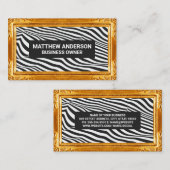 金ゴールドフレ縁どーム |パターストライプン 名刺 (正面/裏面)