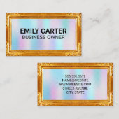 金ゴールドフレ縁どーム |ホログラフィック勾配 名刺 (正面/裏面)