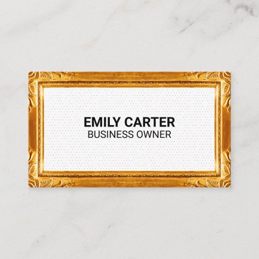 金ゴールドフレ縁どーム |ボーホドットパターン 名刺 (正面)