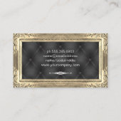 金ゴールドフレ縁どーム | 黒い布張りパディング 名刺 (裏面)