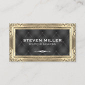 金ゴールドフレ縁どーム | 黒い布張りパディング 名刺 (正面)