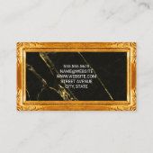 金ゴールドフレ縁どーム |黒大理石の背景 名刺 (裏面)