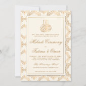 金ゴールドフレ華美ームイスラム式メンディ 招待状 (正面)