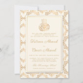 金ゴールドフレ華美ームイスラム結婚教徒 招待状 (正面)