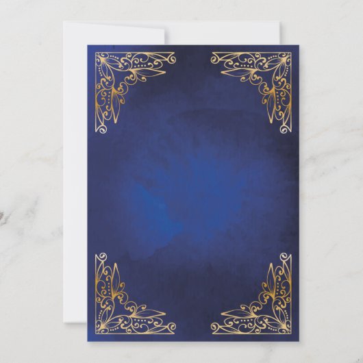 金ゴールドフレ華美ームブルーイスラムAqiqa Aqeqaベビー 招待状 (裏面)