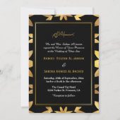 金ゴールドフレ華美ーム黒イスラム結婚教徒のQR 招待状 (正面)