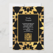 金ゴールドフレ華美ーム黒イスラム結婚教徒のQR 招待状 (裏面)