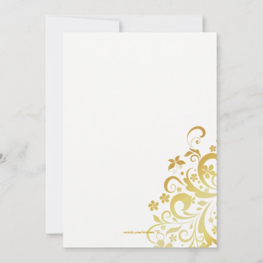 金ゴールドフローイングフローラリハーサルディナー招待状 招待状 (裏面)