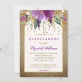 金ゴールドフローラきらめくアメジストキンセアニェラ招待状 招待状 (正面)