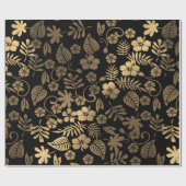 金ゴールドフローラとブラック ラッピングペーパー (フラット)