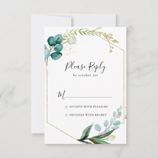 金ゴールドフローラと熱帯緑RSVP 出欠カード (正面)