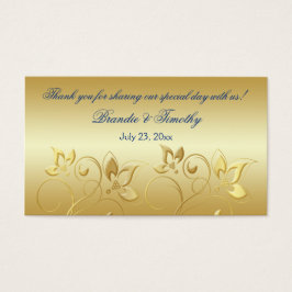 金ゴールドフローラと王室のブルー結婚式の引き出物ラベル