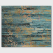 金ゴールドフローラと青素朴木 ラッピングペーパー (フラット)