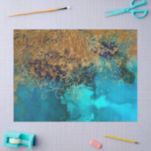 金ゴールドフローラのアウトラインティール(緑がかった色)の緑の切り離し 薄葉紙 (クラフト)