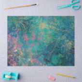 金ゴールドフローラのアウトライン(ピンクのティール(緑がかった色)の分離) 薄葉紙 (クラフト)