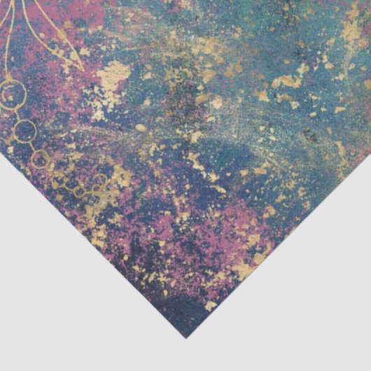 金ゴールドフローラのアウトライン(ピンクのティール(緑がかった色)の分離) 薄葉紙 (詳細)