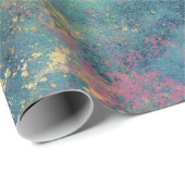 金ゴールドフローラのアウトライン(ピンクティール(緑がかった色)) ラッピングペーパー (ロールコーナー)