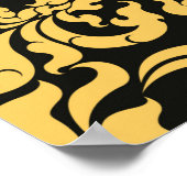 金ゴールドフローラのアートパターン黒のタイアートヴィンタ ポスター (角)