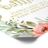 金ゴールドフローラのボトルブライダルシャワー記号 ポスター (角)