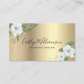 金ゴールドフローラの水色スタイリッシュ黒のスクリプモダント 名刺 (正面)