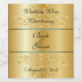 金ゴールドフローラの結婚ワインラベルの金ゴールド ワインラベル