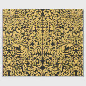 金ゴールドフローラの絵柄（黒のタイのアートビンタ） ラッピングペーパー (フラット)