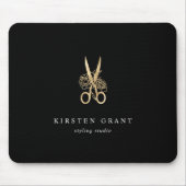 金ゴールドフローラはさみサロンロゴ マウスパッド (正面)