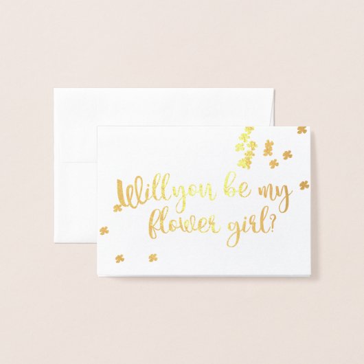 金ゴールドフローラは私の花の女の子の写真 箔カード (封筒付き正面)