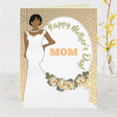 金ゴールドフローラアフリカ系アメリカ人の母の日 カード (黄色い花)