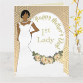 金ゴールドフローラアフリカ系アメリカ人1stレディーマザーズデイ カード (黄色い花)