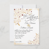 金ゴールドフローライラストレーション結婚式招待状 招待状 (正面)