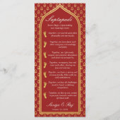 金ゴールドフローラインディアン&ヒンドゥー結婚式 プログラムカード プログラム (裏面)