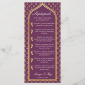 金ゴールドフローラインディアン&ヒンドゥー結婚式 プログラムカード プログラム (裏面)