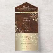 金ゴールドフローラウッドヴィンテージウェディング オールインワン招待状 (内側)