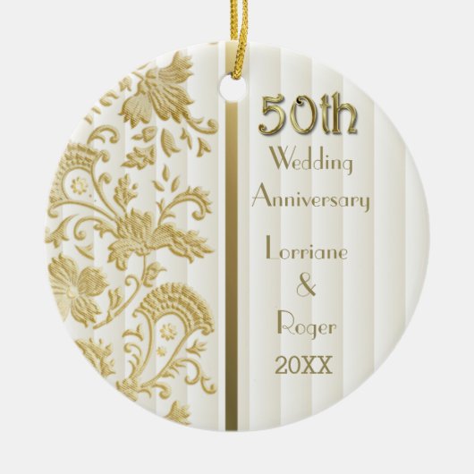 金ゴールドフローラエレガンス結婚50周年記念 セラミックオーナメント (正面)