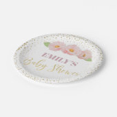 金ゴールドフローラエレガントスイートベビーガールシャワー ペーパープレート (アングル)