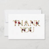 金ゴールドフローラエレガントレターシックホワイトありがとう サンキューカード (正面)