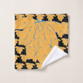 金ゴールドフローラオン黒 バスタオルセット (ウォッシュタオル)