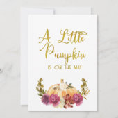 金ゴールドフローラカボチャリースベビーシャワー招待状 招待状 (裏面)