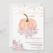 金ゴールドフローラカボチャ水カラー最初の誕生日 招待状 (正面)