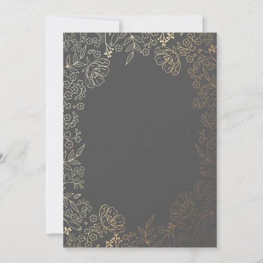 金ゴールドフローラガールフォトバースデーパーティーへの招待 招待状 (裏面)