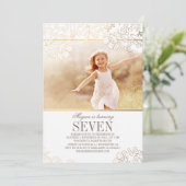 金ゴールドフローラガールフォトバースデーパーティーへの招待 招待状 (スタンド正面)