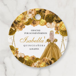 金ゴールドフローラキンセアニェラサークルメッセージカード フェイバータグ