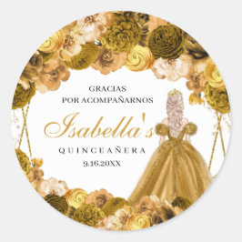 金ゴールドフローラキンセアニェララウンドスティッカー ラウンドシール