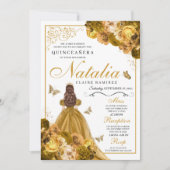 金ゴールドフローラキンセアニェラ誕生日招待状 招待状 (正面)