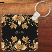 金ゴールドフローラキーチェーン キーホルダー (裏面)