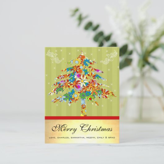 金ゴールドフローラクリスマスツリーと星 シーズンカード (スタンド正面)