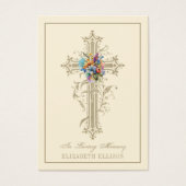 金ゴールドフローラクロス宗教葬儀祈りの言葉カード (正面)