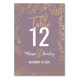 金ゴールドフローラグラデーショングリッターの薄紫テーブル番号 テーブルナンバー