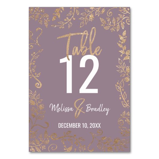 金ゴールドフローラグラデーショングリッターの薄紫テーブル番号 テーブルナンバー (正面)